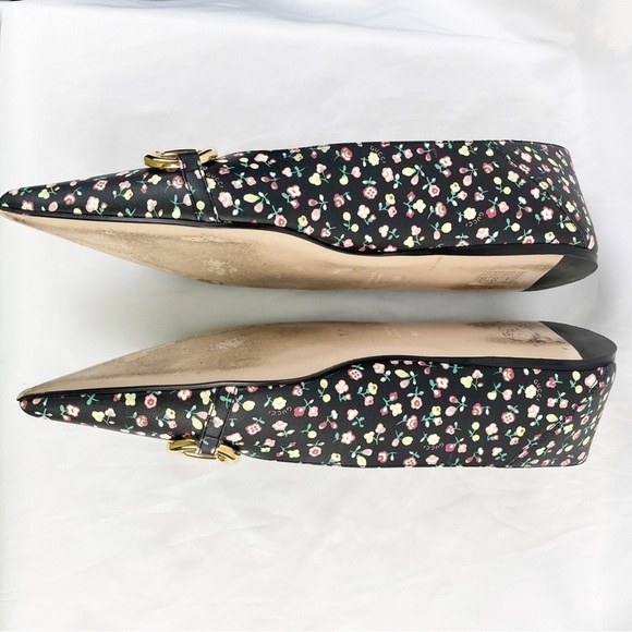 Gucci x Liberty Floral Pointed Toe Horse Bit Chain Mary Jane Flats Black Size 40 - Picture 8 of 11
